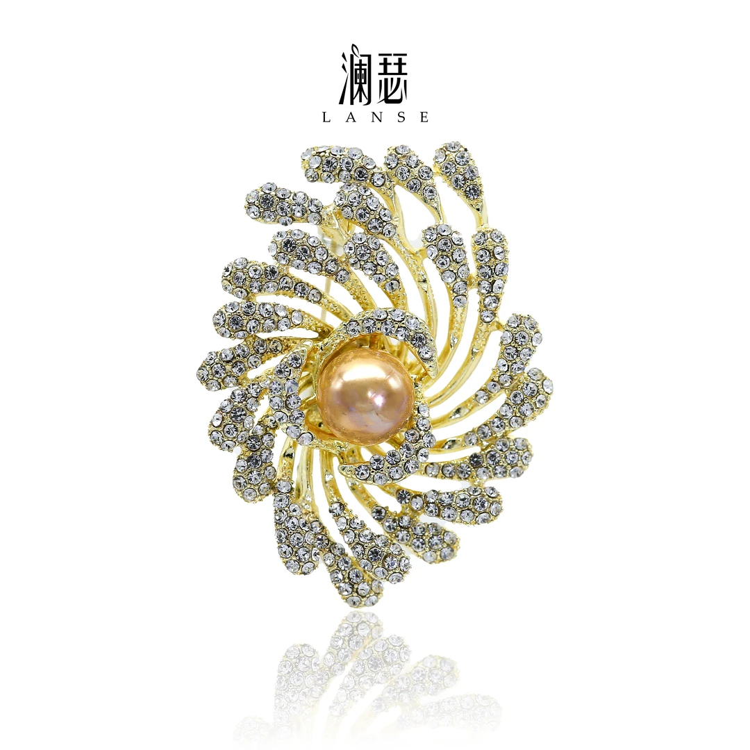 澜瑟 锌合金合成锆石胸针 xz4356九秋之菊金高档时尚百搭轻奢精致