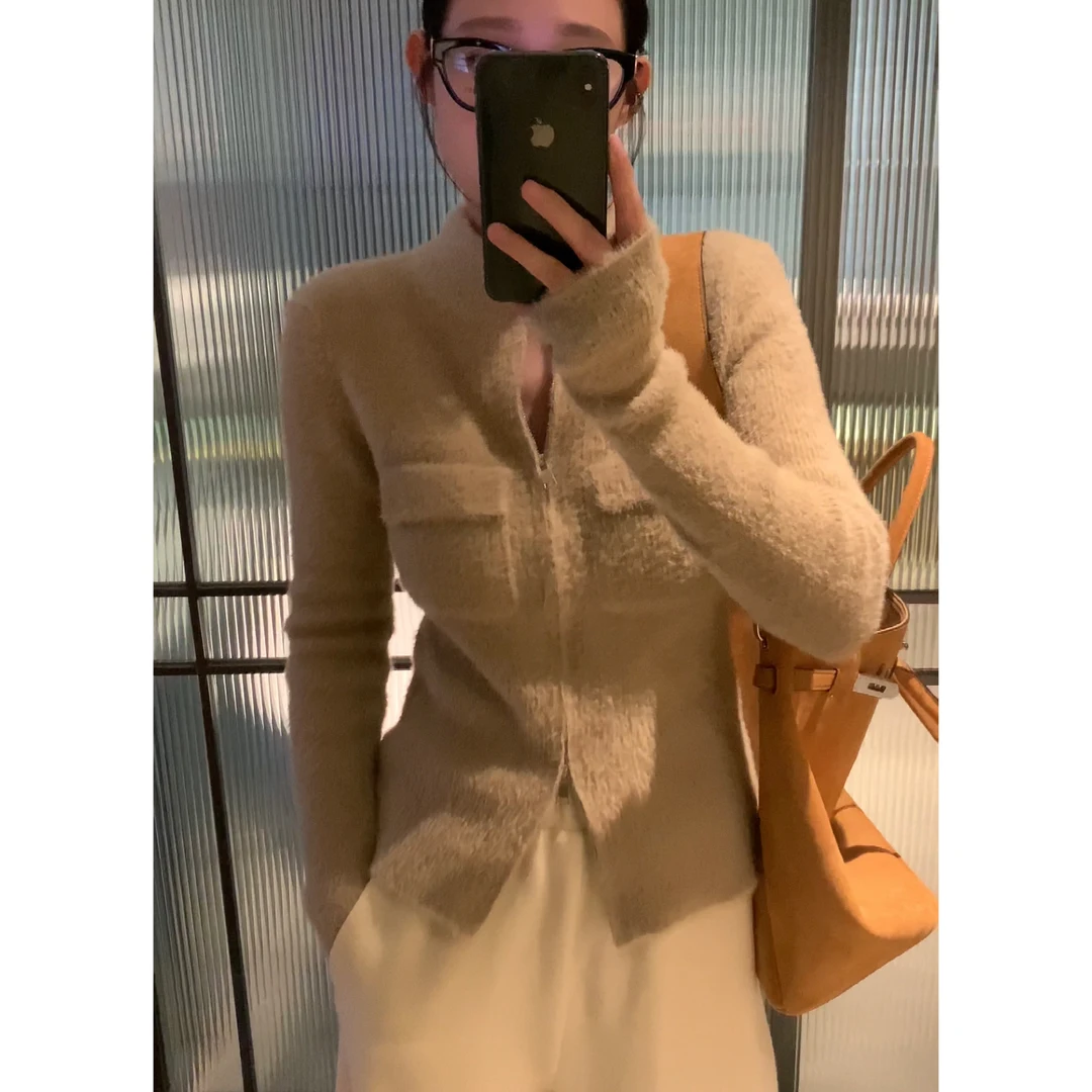 断码清默认微瑕  仿貂绒 软糯卡其毛衣外套 953