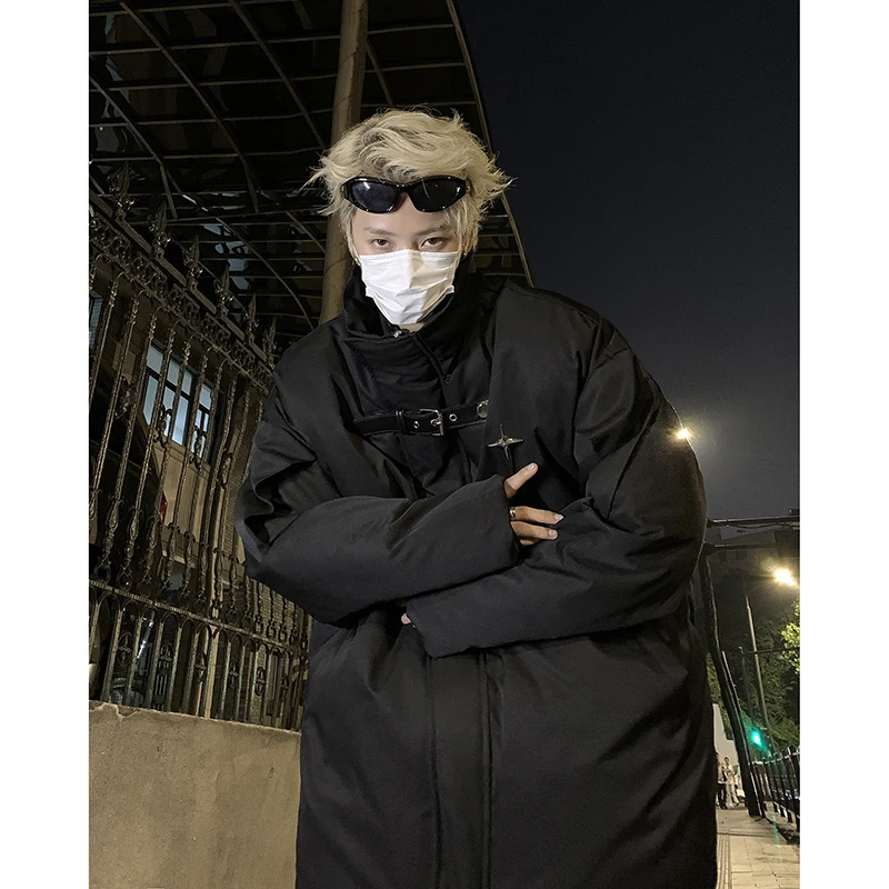 皮带扣设计飞机扣棉衣男冬季美式复古高街机能风加厚潮牌棉服外套