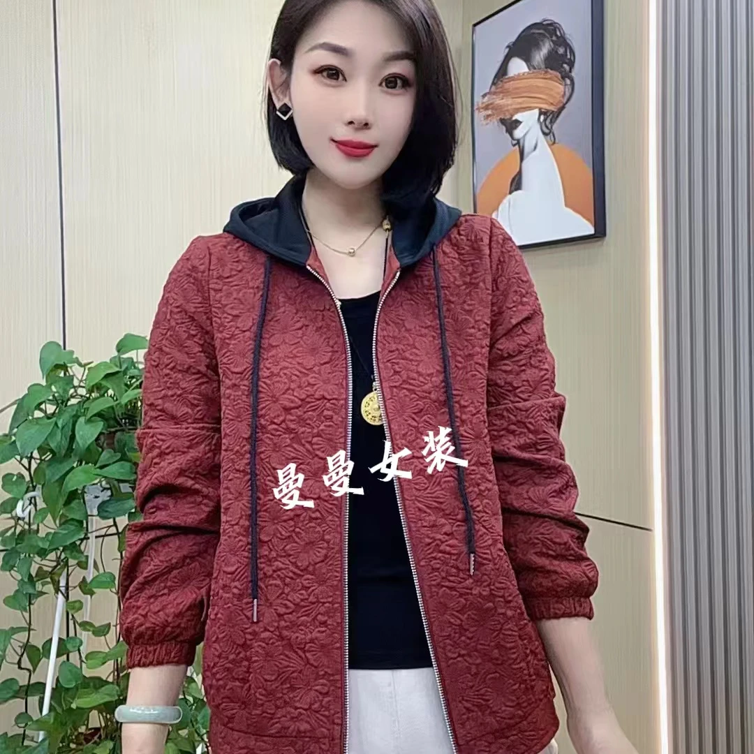 【曼曼女装】原创高定；秋季新款连帽休闲百搭时尚提花女装外套