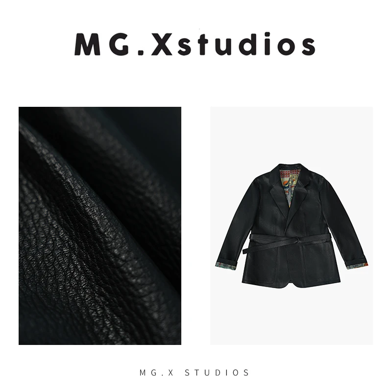 【贝克街】小众设计感气质皮衣女外套复古油画印花内衬M3611008P30