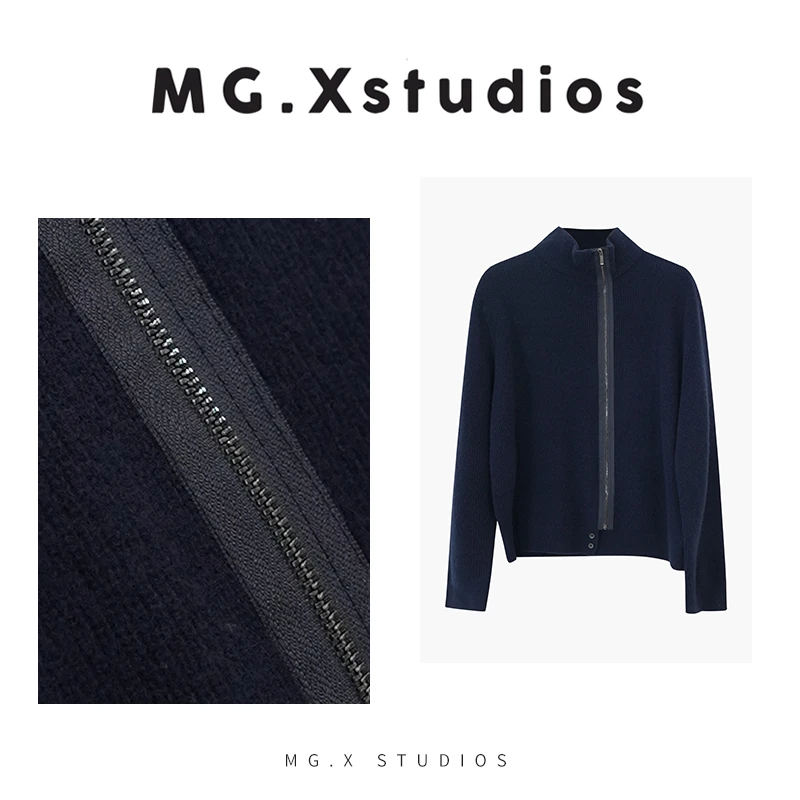 【雾染尘烟】MGX不规则侧边拉链开衫秋冬氛围感羊毛衫M44C2883M130