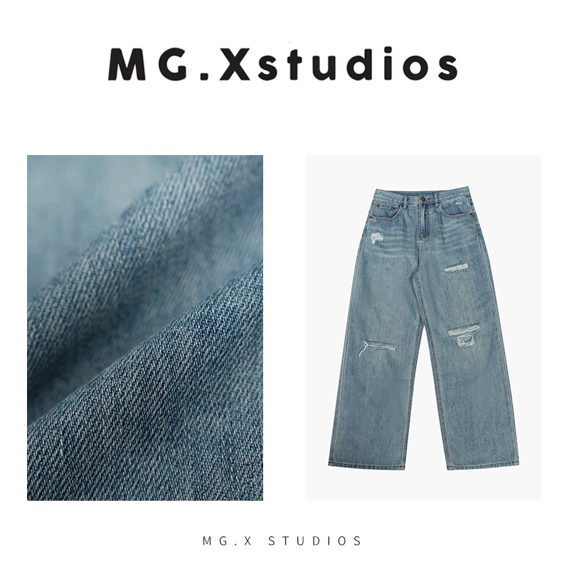 【逆流而上】MGX春夏新款直筒复古破洞水洗做旧牛仔裤M42C1529K330