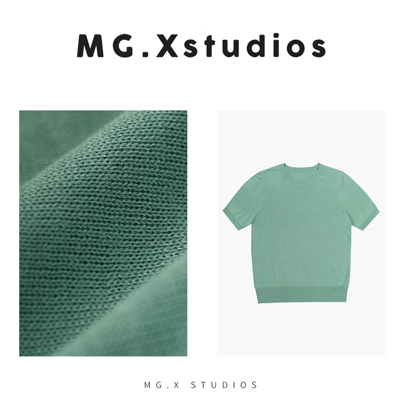 【飞行日】MGX夏日小清新极简风纯色圆领T恤毛针织衫M43A2060M451