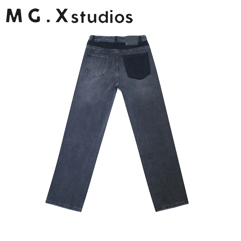 牛仔休闲裤宽松复古百搭直筒高腰时尚黑色水洗基础款MGX6188