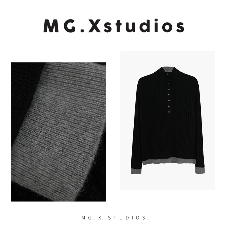 【珠帘】MGX毛针织衫女假两件纯色打底衫M44D2905M130