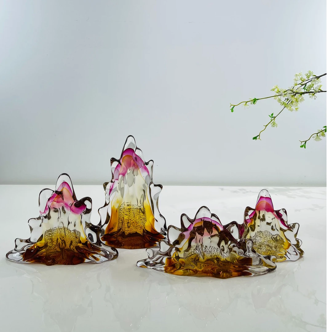 手工琉璃艺术山摆件客厅玄关，茶几，电视柜台面艺术摆件