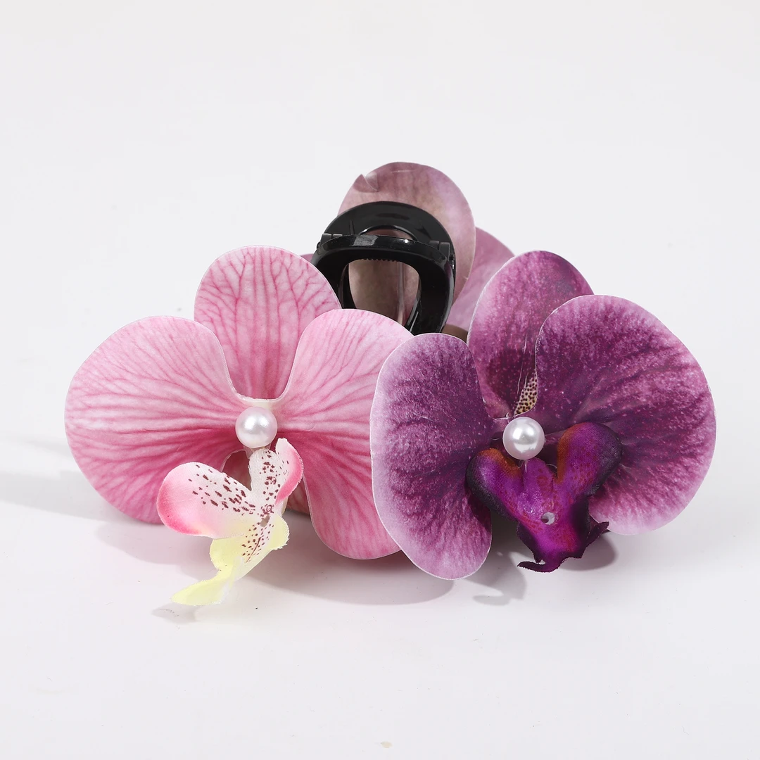 蝴蝶兰发抓PU仿真发夹头饰甜美侧边发夹碎发百搭前额夹