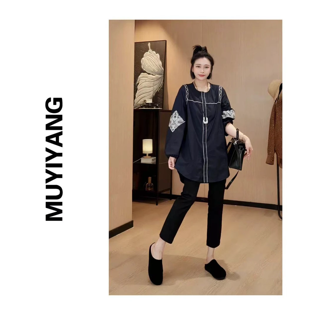 【凛秋】设计感复古风重工刺绣图腾高定版外套 衣长82 24-514#