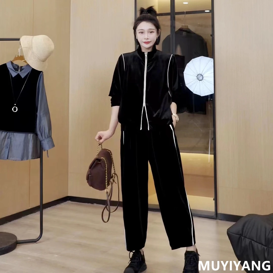 【雾漫】小众休闲明线条设计拼接高定版两件套 衣长60 24-555#