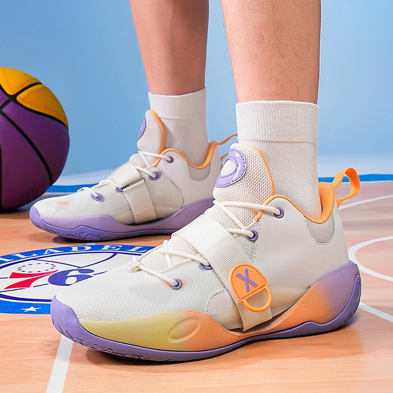 2024水花透气篮球鞋魔术贴青少年实战减震防滑耐磨回弹学生运动鞋