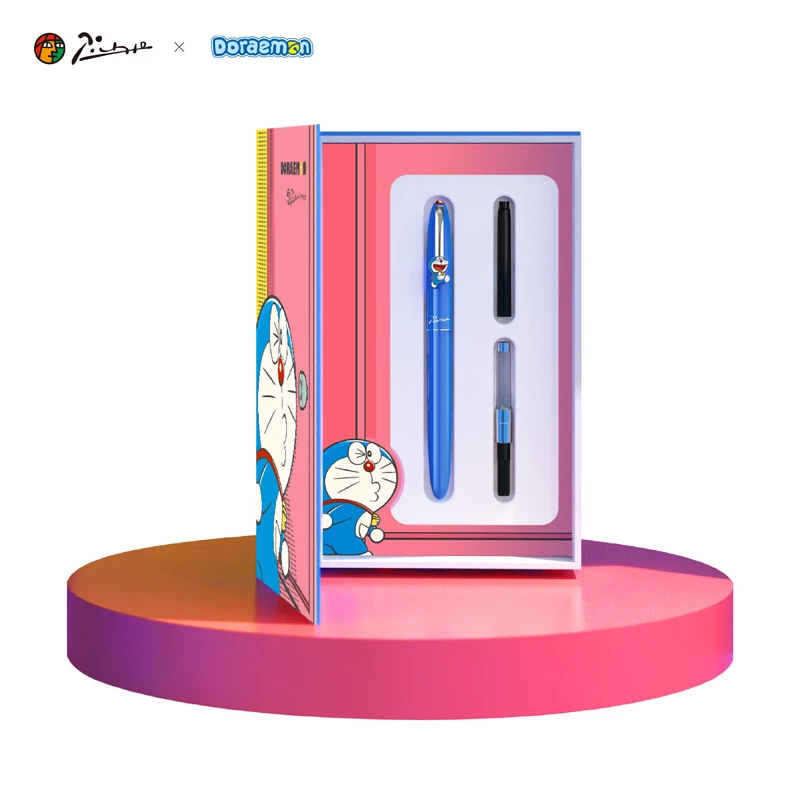 毕加索钢笔哆啦a梦联名小学生创意专用成人怀旧复古钢笔礼盒套装