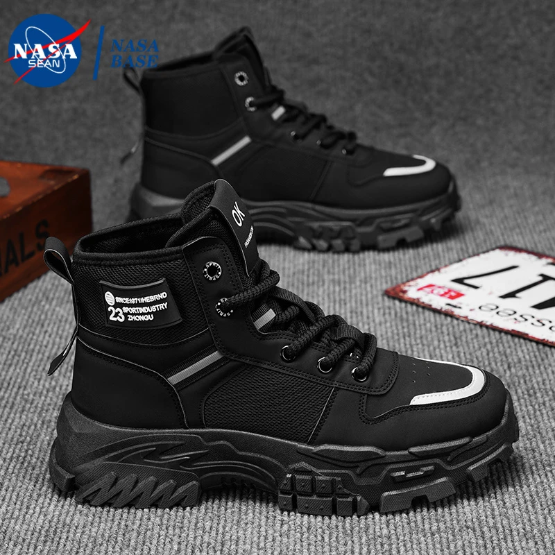 NASA联名新款复古马丁靴春季男鞋厚底高帮工装潮流百搭休闲登山靴