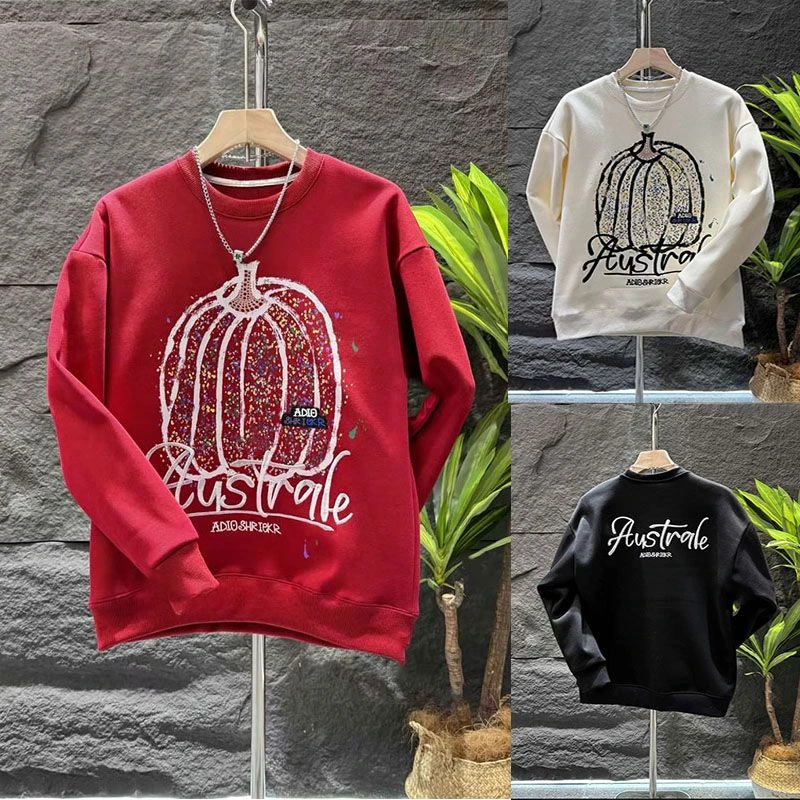 特价秋冬套头长袖时尚休闲百搭宽松加绒潮流保暖印花南瓜时尚上衣