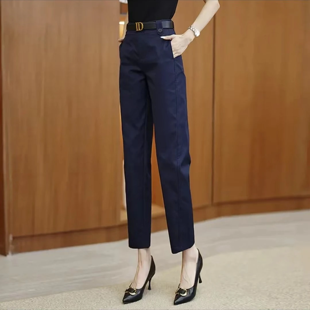 秋季新款舒柔特面料2023高档气质显瘦百搭高腰通勤直筒女士西裤