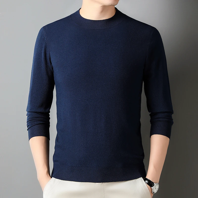 2023秋冬新款纯色保暖男士长袖毛衣男秋冬百搭休闲针织打底衫