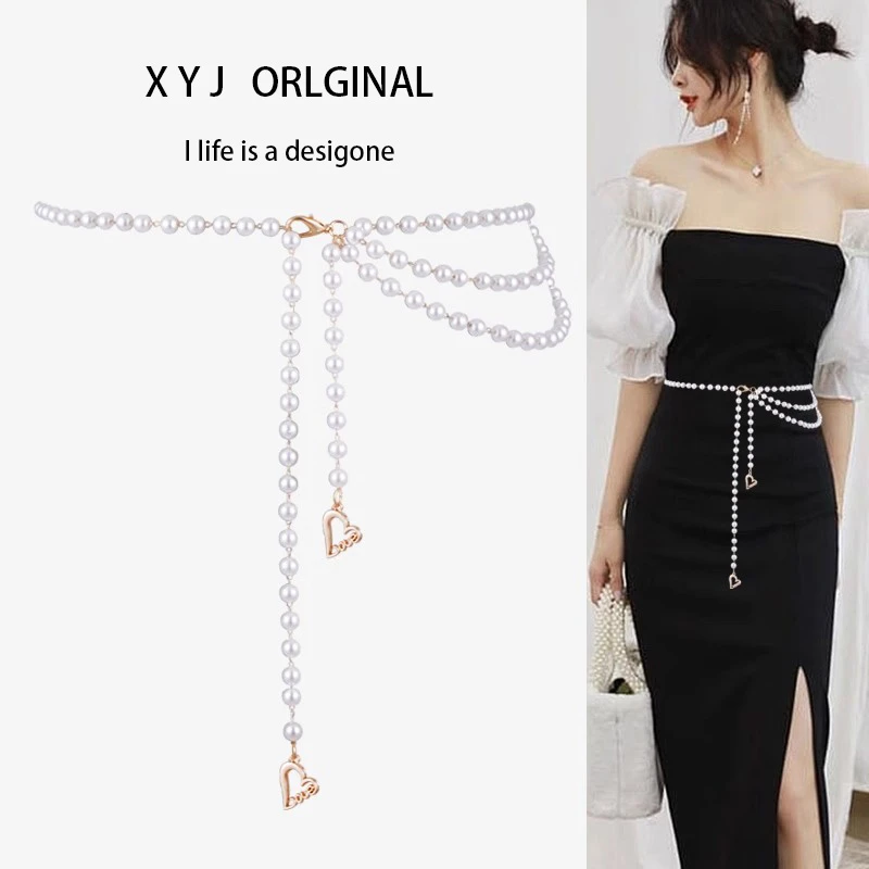 珍珠腰链女多层配连衣裙子收腰小香风装饰毛衣细腰带配饰2025新款