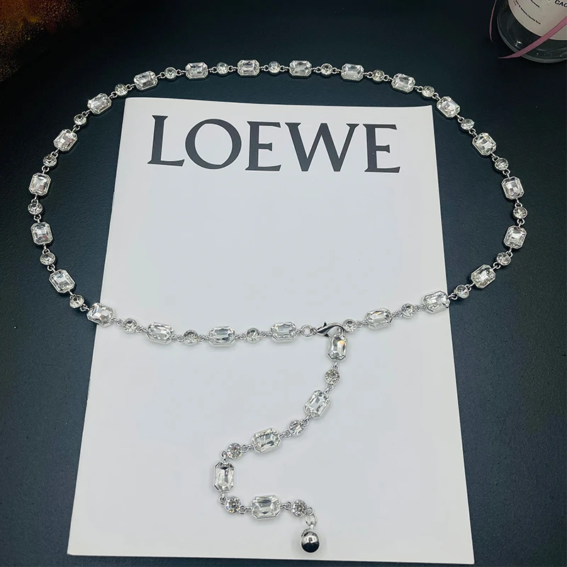 高级感水钻腰链配饰裙子裤子时尚百搭金属水晶爆闪收腰链条腰带女