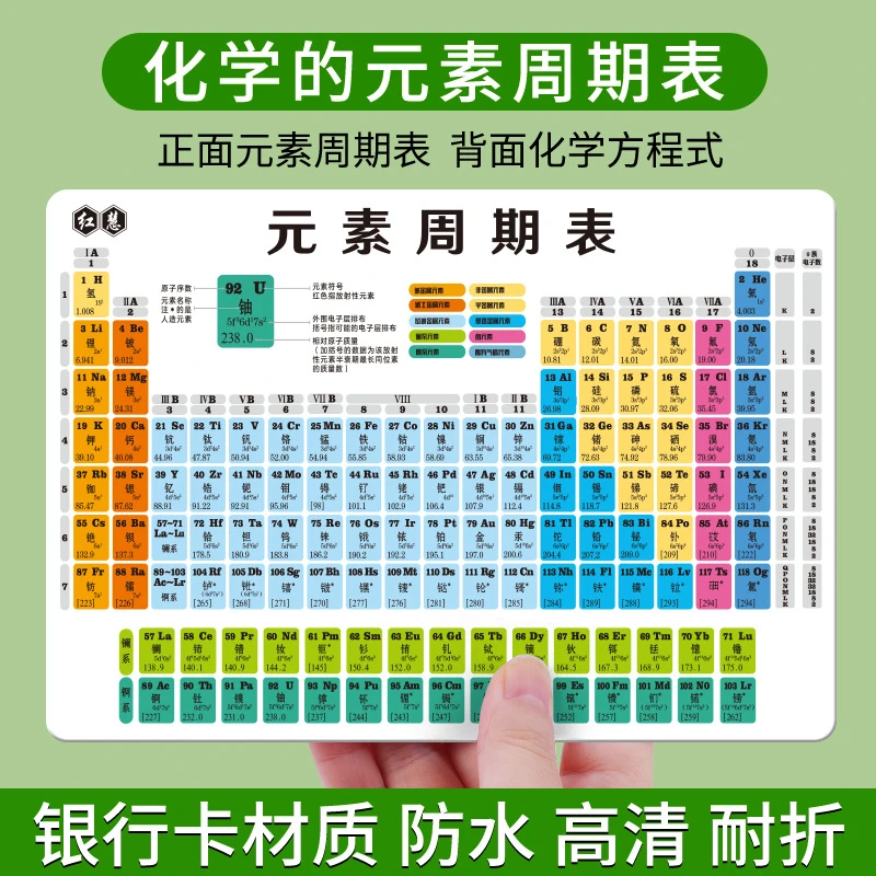 初中化学元素周期表 数理化英知识点卡片 方程式定理公式总结防水