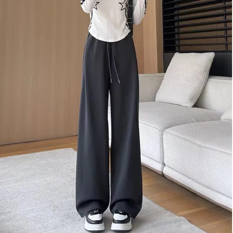 【飘飘裤子】夏季百搭宽松格子裤高腰休闲百搭垂感裤子