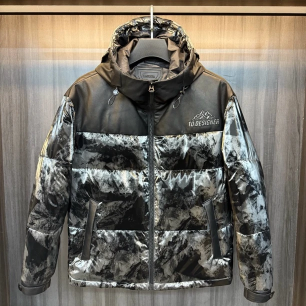 2025新款小北雪山皮羽绒羽绒服羊皮真皮秋季保暖时尚潮流时尚