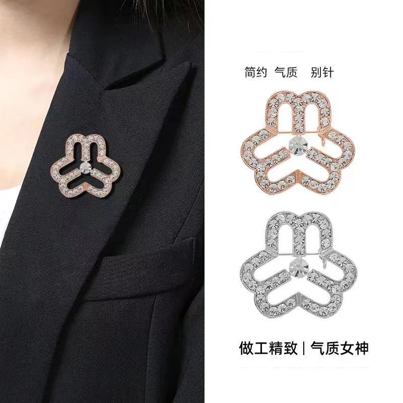 合金仿水晶胸针 水钻胸针女妇联标志满钻玫瑰花会徽嘉宾制服西装