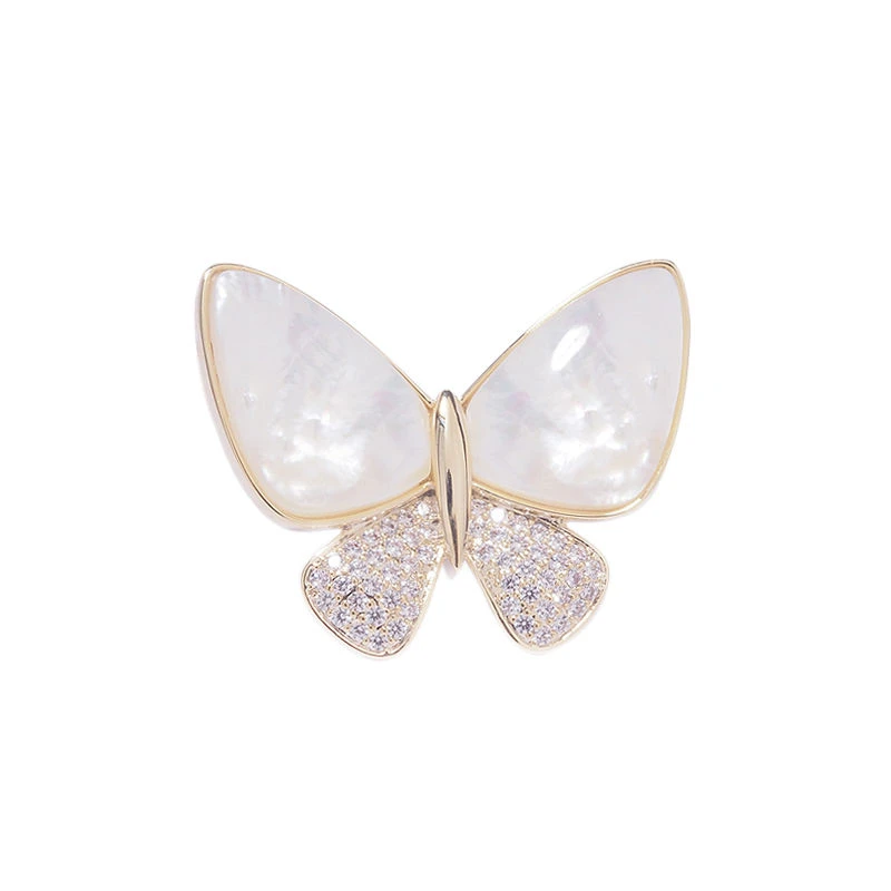 世智 合金仿水晶胸针  胸针女白蝴蝶胸花防走光别针大衣西装领口