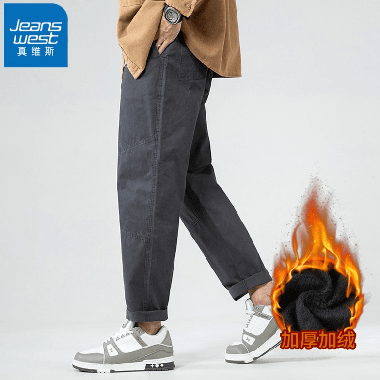 Jeanswest/真维斯美式复古工装秋冬季新款直筒日系百搭休闲裤子男