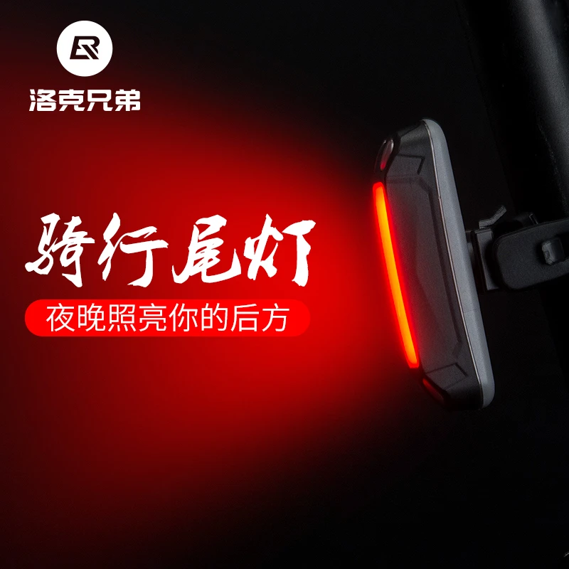 洛克兄弟山地自行车骑行尾灯USB充电警示灯夜骑尾灯前灯LED装备