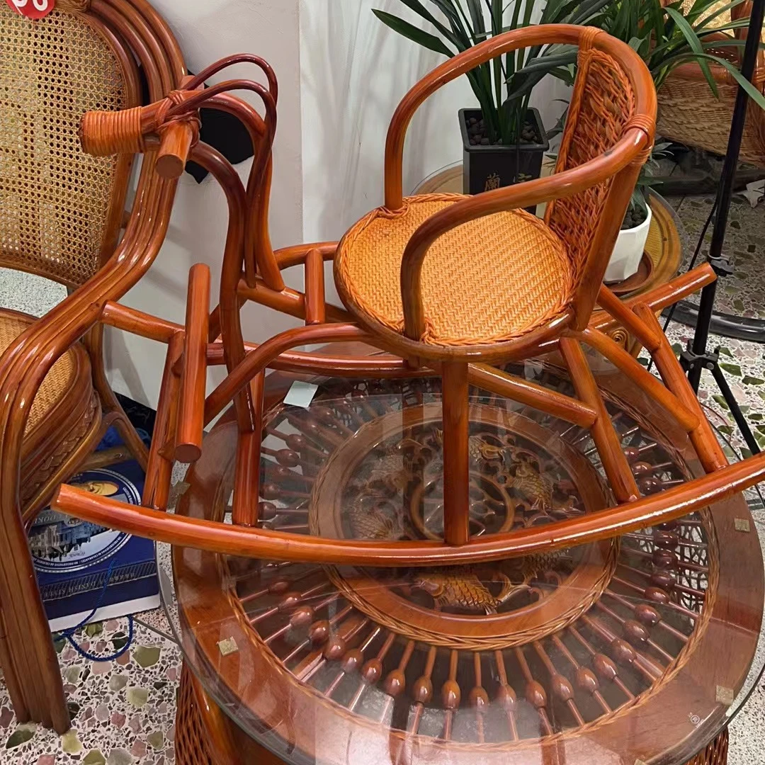 全真藤小孩摇摇马单人藤编手工摇摇椅子