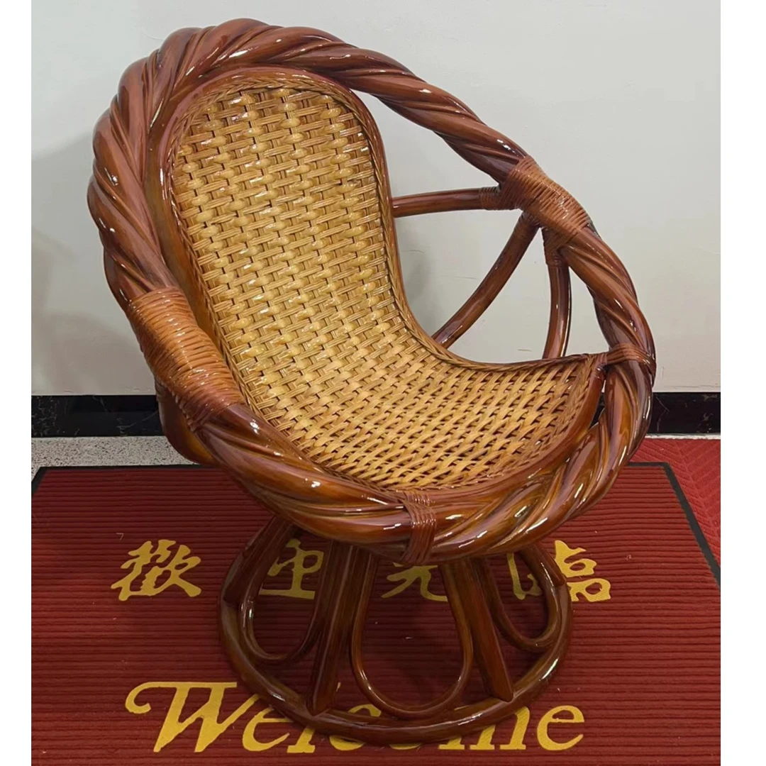 真藤360°旋转椅进口印尼藤条手工藤编阳台客厅藤条椅单人三件套