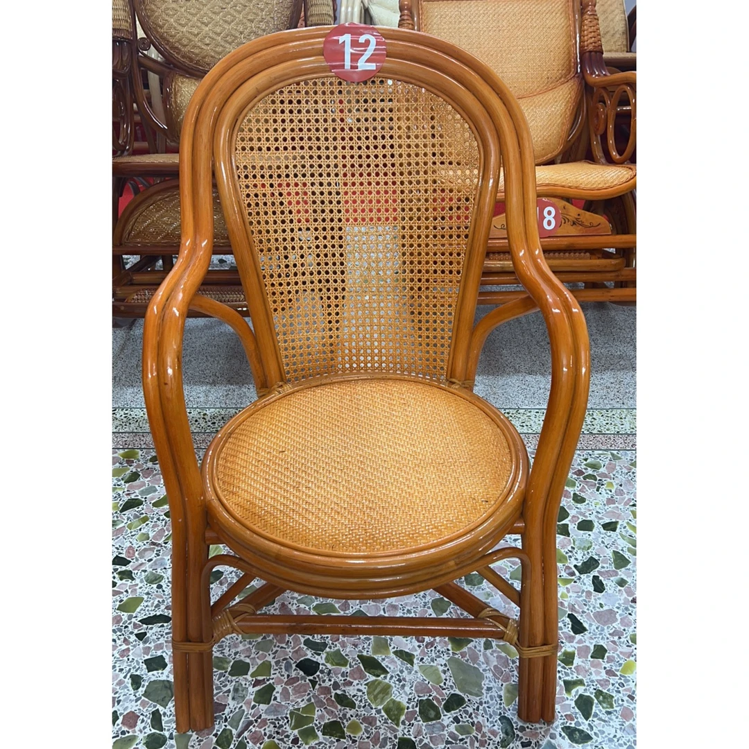 2023豪华办公手工家用藤编复古床尾方形透气椅子