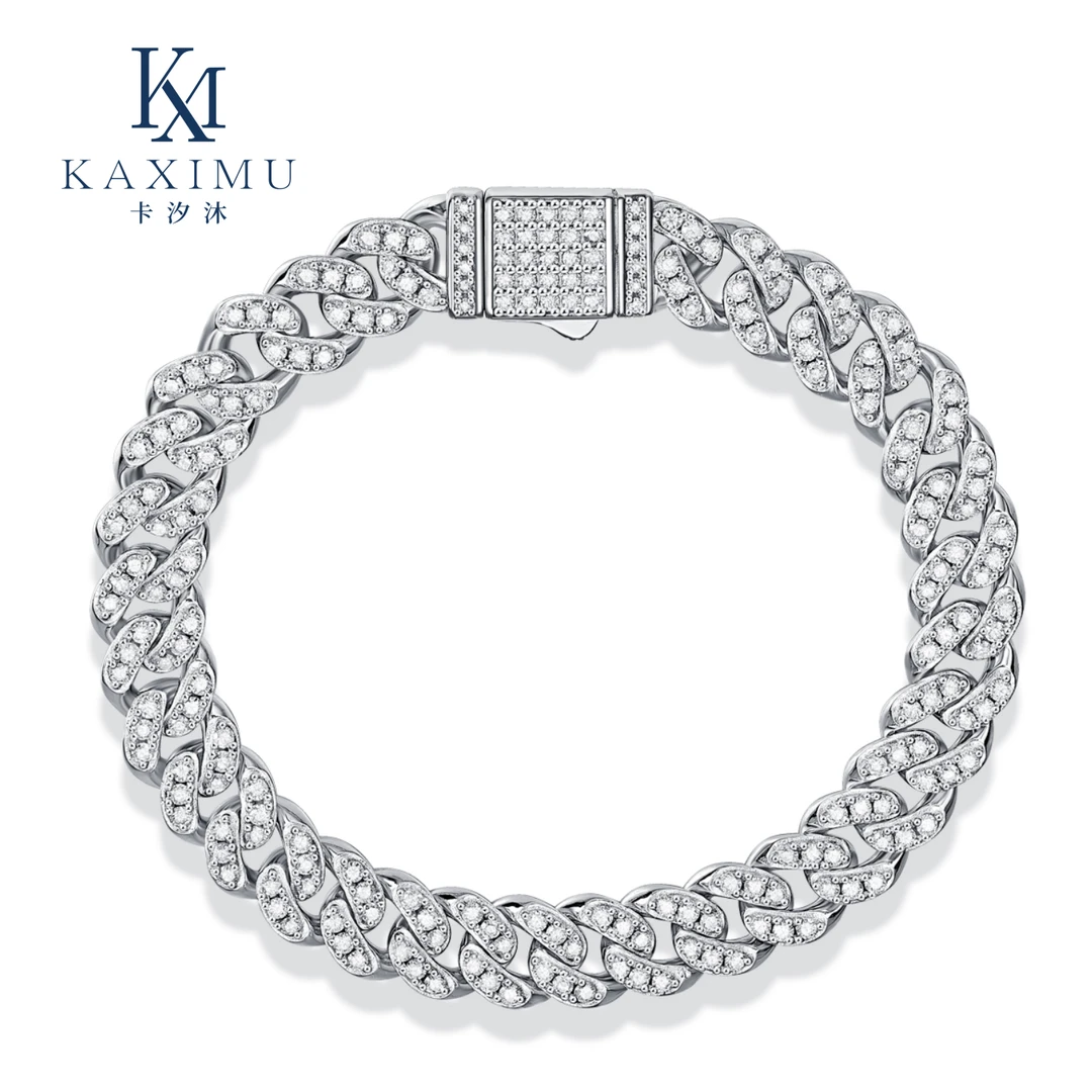 卡汐沐 925银莫桑石手链 信仰之光古巴手链满钻莫桑钻百搭古巴链