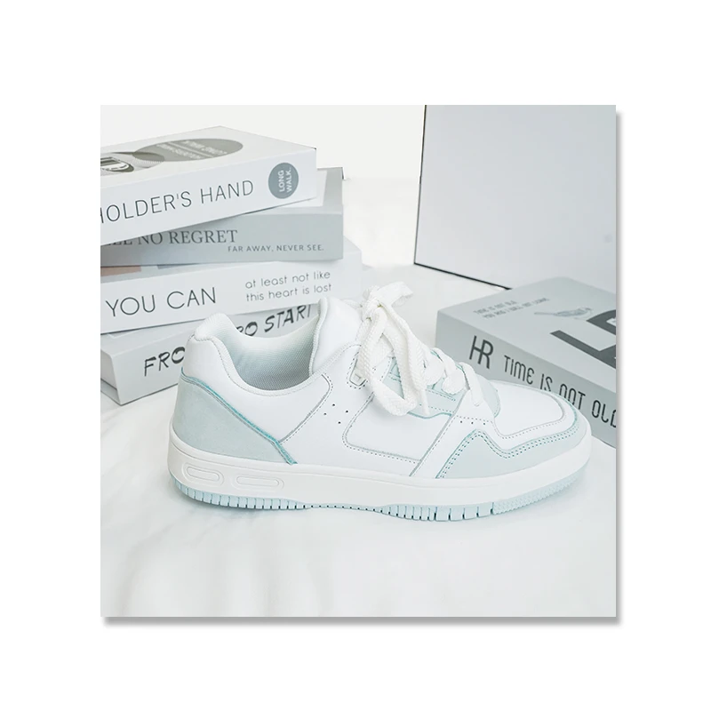 2024秋季新款真皮厚底休闲运动鞋系带透气百搭高品质防滑板鞋女