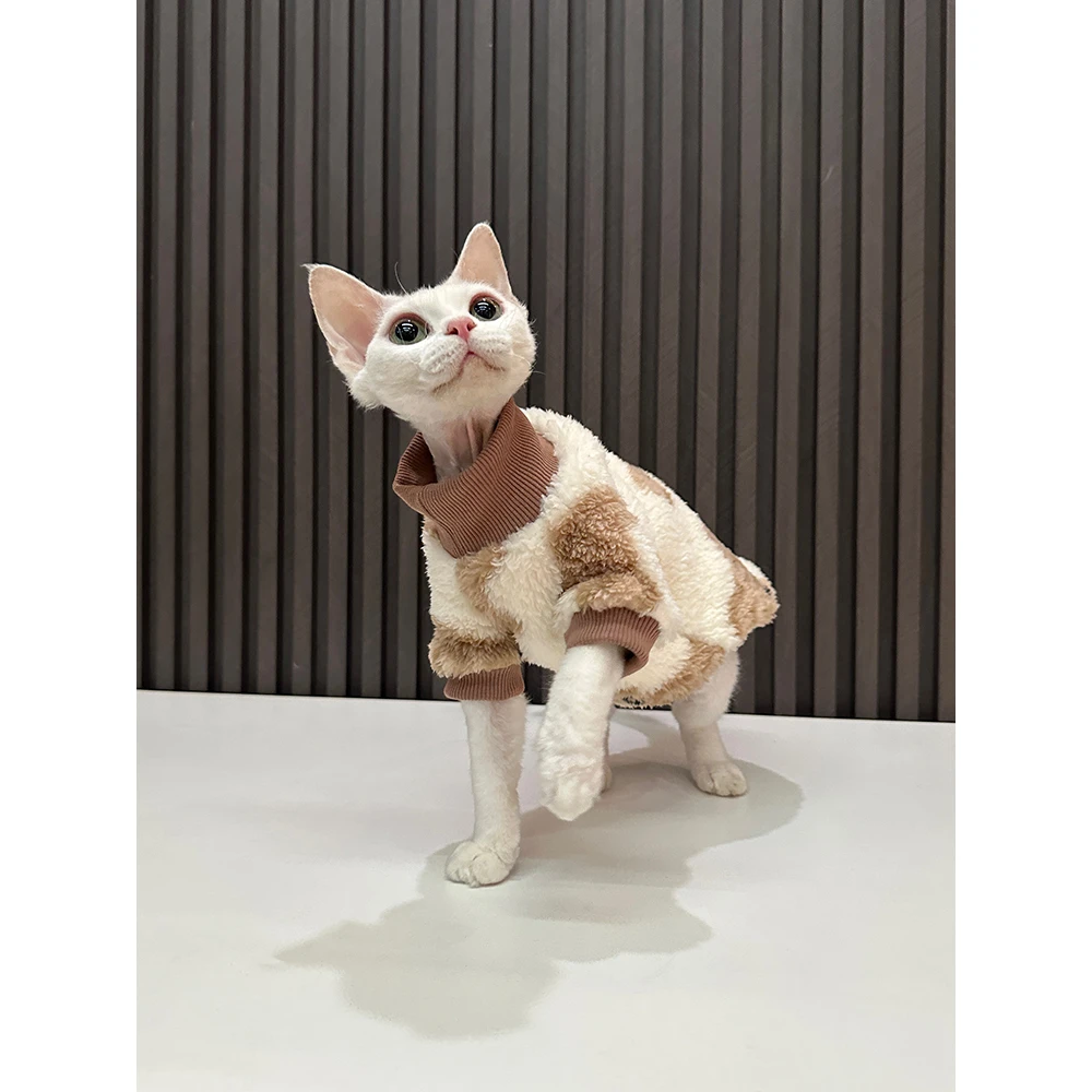 自发热保暖双面绒睡衣任发财无毛猫衣服斯芬克斯猫德文衣服