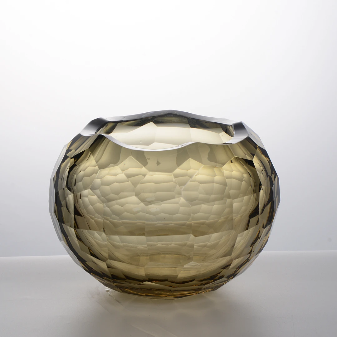 品一轩琉璃【果盘】经典款湖水蓝色冰川纹荷叶水晶琉璃果盘手工摆件