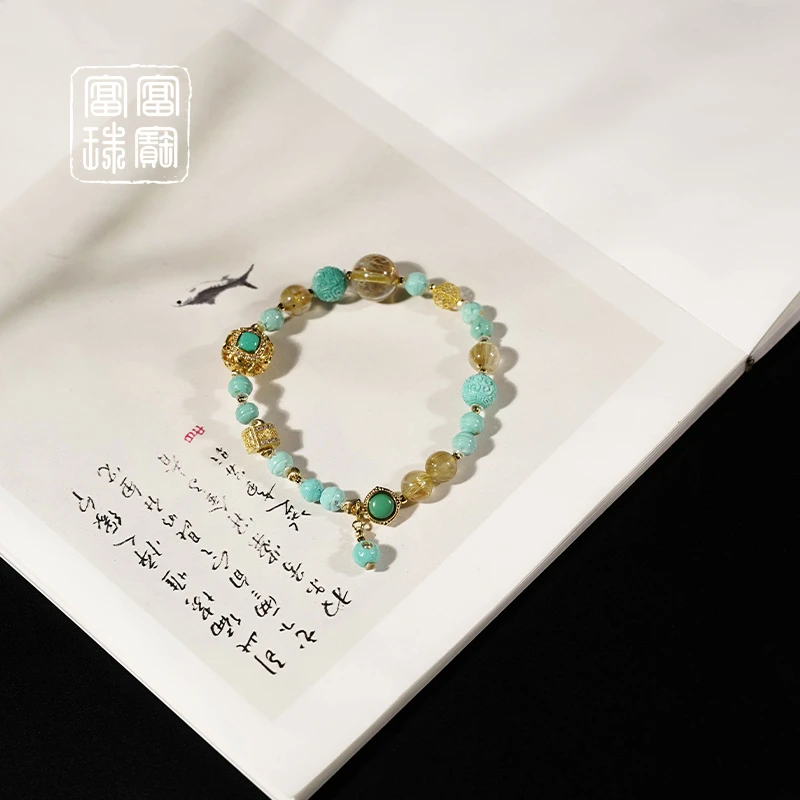 【境黎】富富珠宝 绿松石18k金气质手串（天然珠宝多样性发）