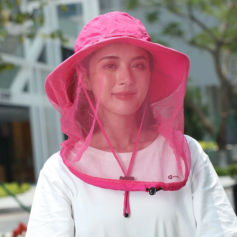 户外防蚊虫帽子女网纱遮脸防晒遮阳帽采茶工地防柳絮养蜂男钓鱼帽