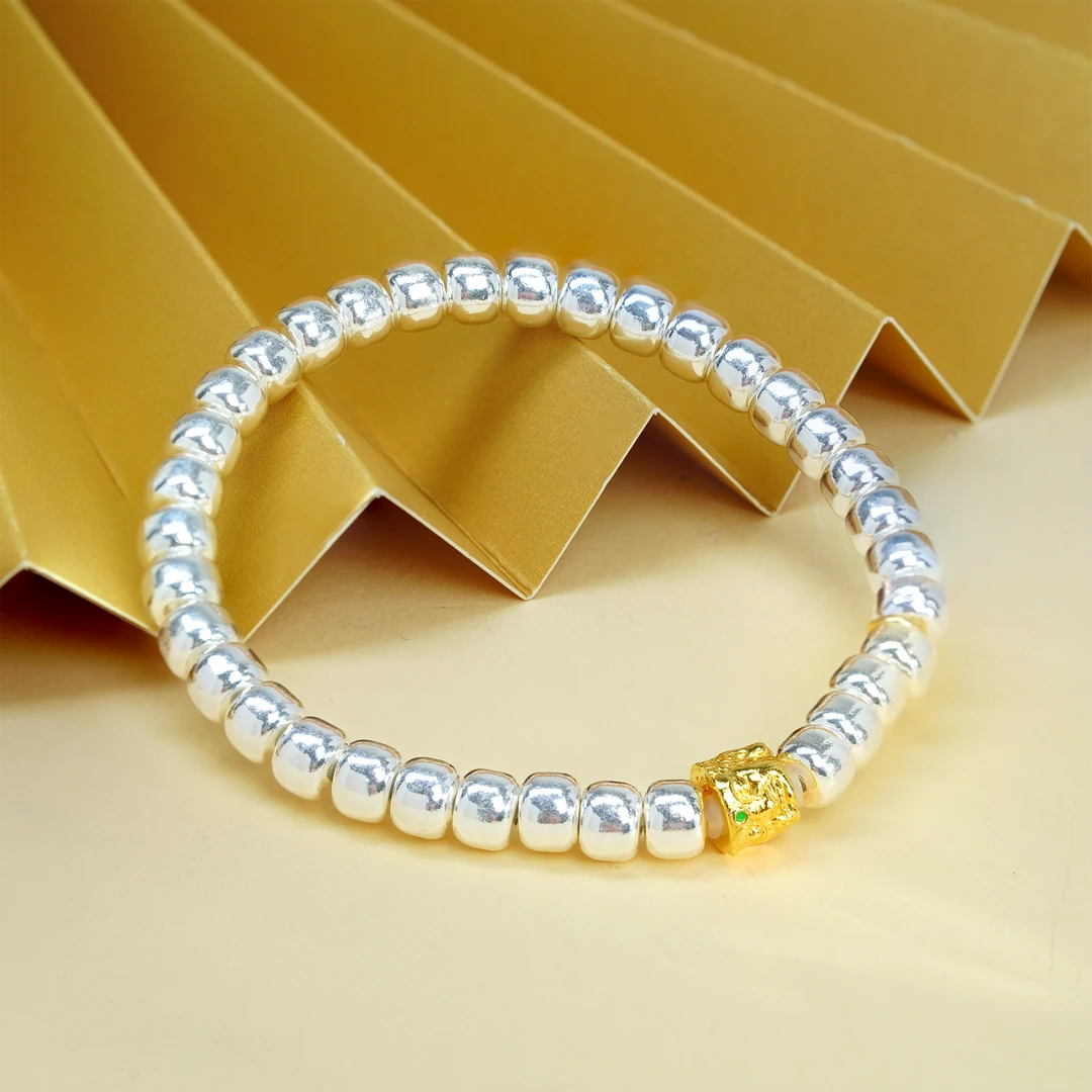 足银银制品 【小北珠宝】足银DIY单圈手串26-56H34X418【35粒】