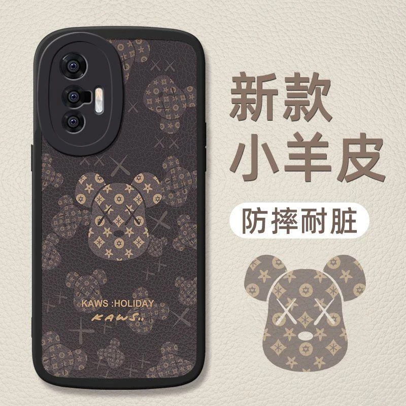 潮牌暴力熊vivoX70手机壳全包防摔软套V2133A时尚男女小羊皮外壳x