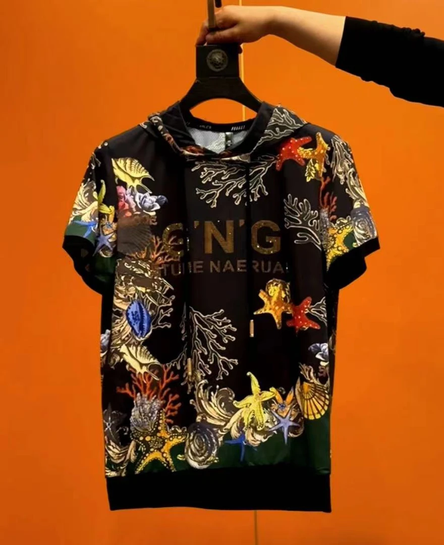 夏季男士时尚连帽短袖601