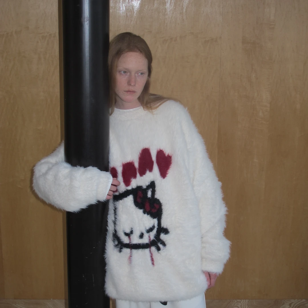 ANTERIOR LOVED×CasseSango仿马海毛套头圆领毛衣凯蒂猫加厚保暖