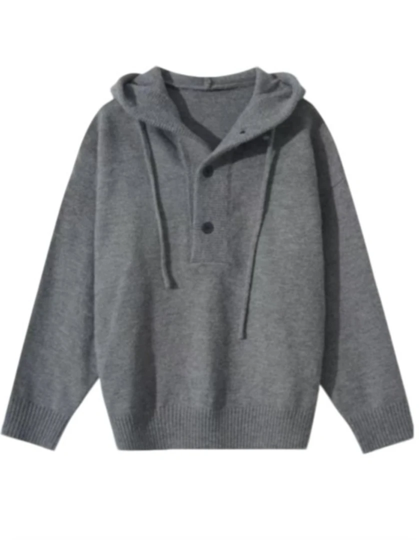 冬季高品质原版质量带帽套头毛衣男女时尚慵懒感设计感连帽针织衫