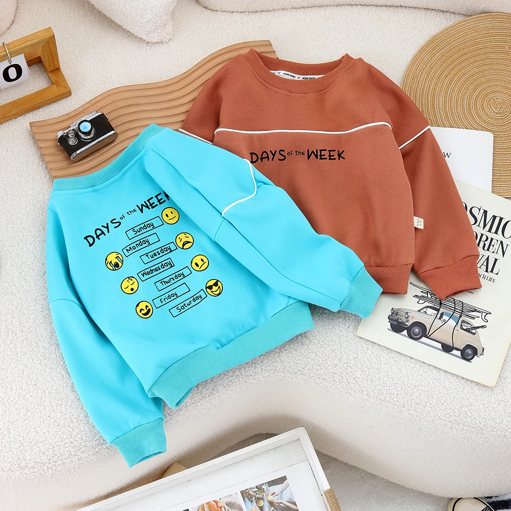 秋冬新款儿童加绒卫衣卡通印花帽衫男女童洋气卡通加绒卫衣