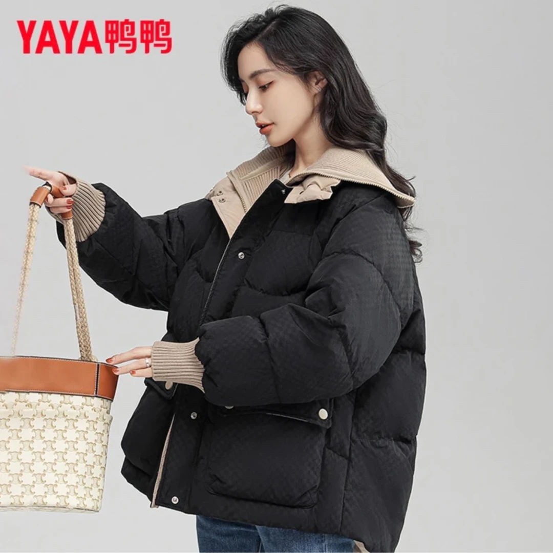 YAYA/鸭鸭【YE2B621722H】新款时尚冬季短款羽绒服保暖连帽面包服