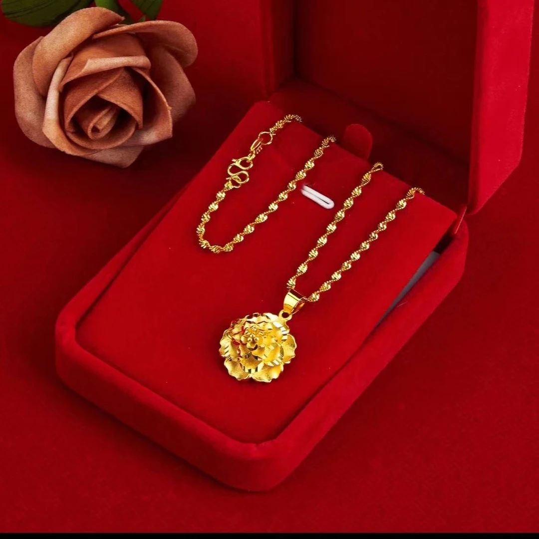 合金项链 牡丹花吊坠日韩时尚百搭小花锁骨项坠项链不掉色坠链