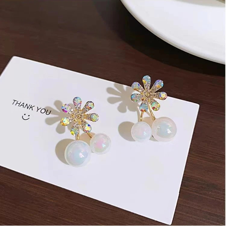土拉兔 非金属亚克力耳饰 新款独特耳钉女款彩钻花朵耳钉简约百搭