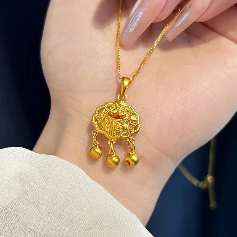 土拉兔 铜合金项链 tulatu土拉兔/铜合金项链平安锁福字铃铛项链