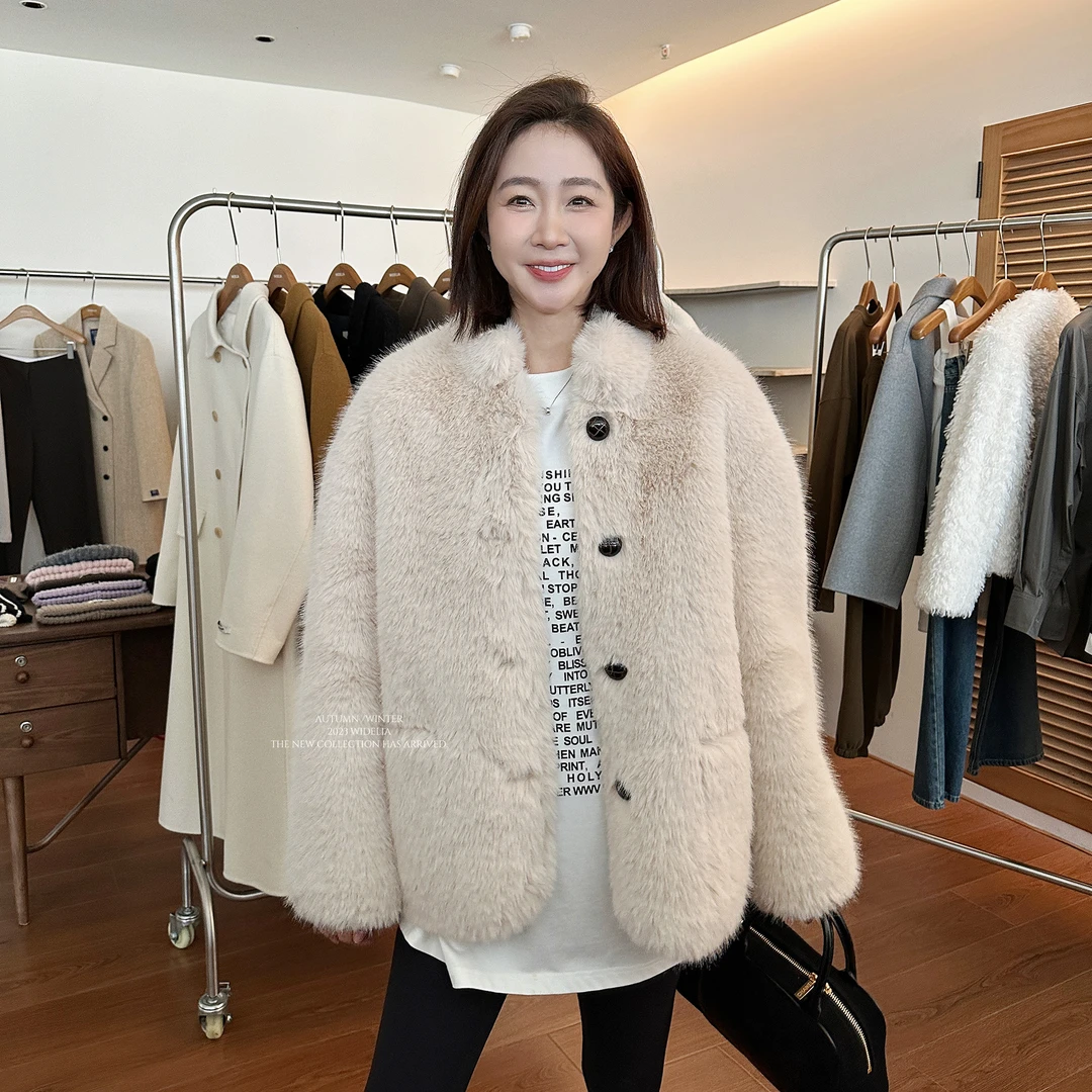 widelia陈魅儿2024秋冬新款 时尚气质皮毛一体保暖毛毛外套929023