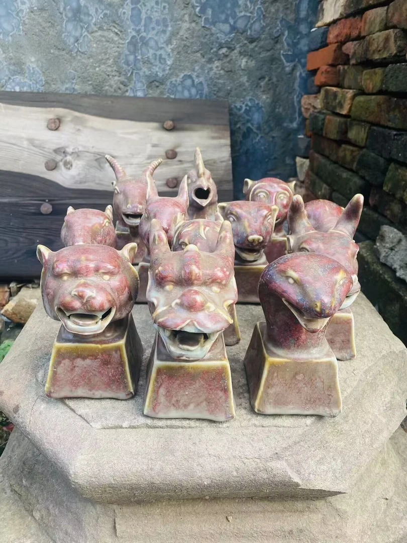 瓷器釉里红十二兽可爱陶瓷纯手工